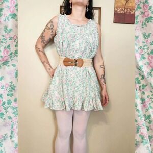 Vintage 1990s Ashley Houston Mini Trapeze Floral Dress